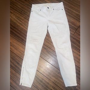 J. Crew Toothpick Corduroy Stone Color Zip Cuff 5 Pocket Skinny Jeans Size 27